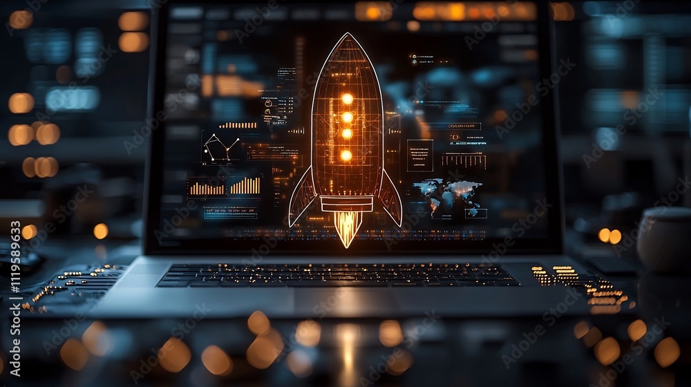Poster virtual startup business meeting with collaborative real time prototypes and reporting
