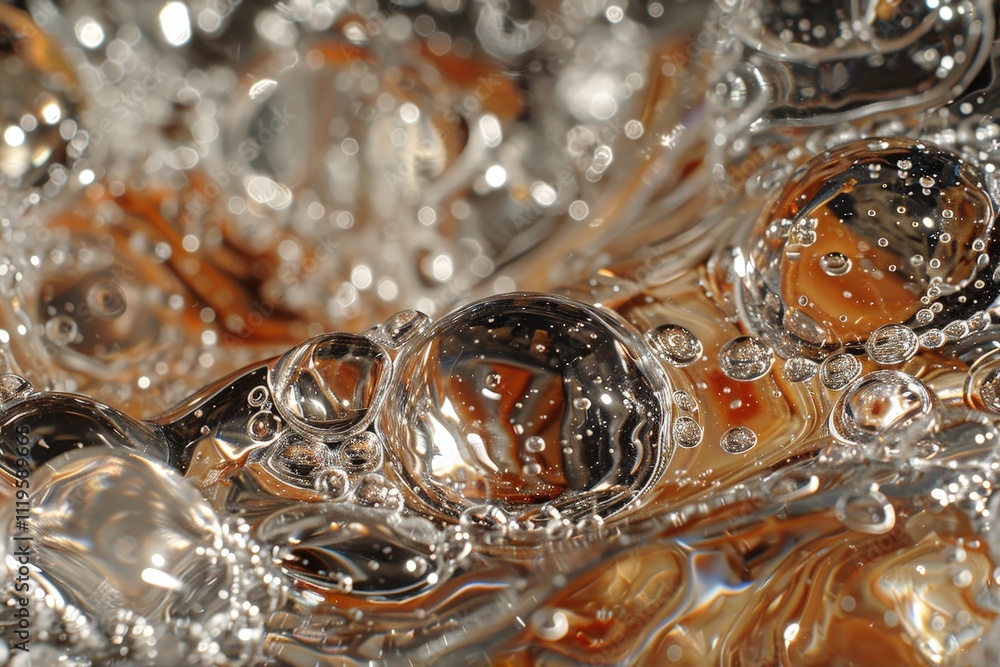Poster the image is of a body of water with many small bubbles floating on the surface