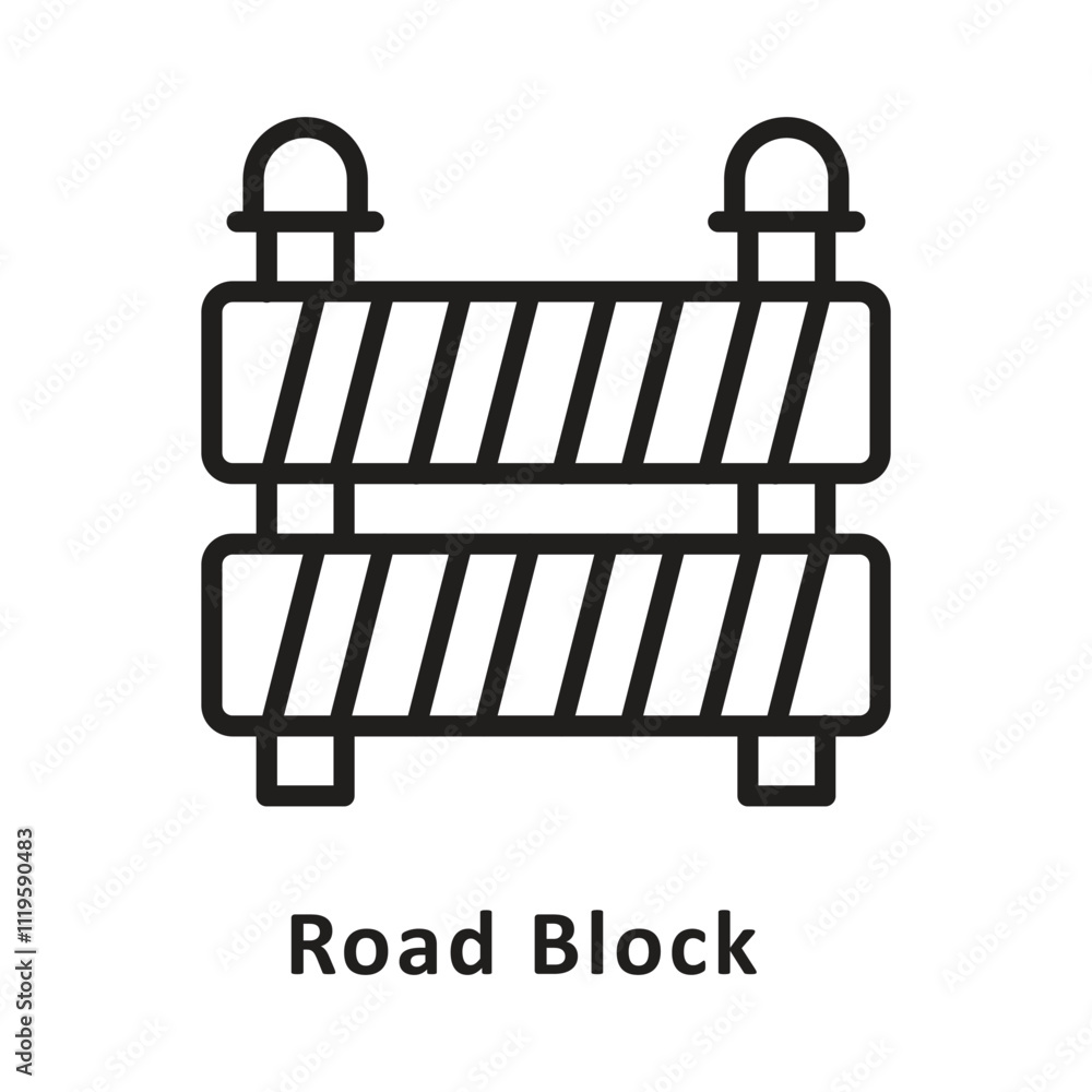 Poster road block vector outline icon. eps 10 file