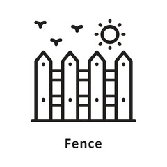 Fence Vector Outline Icon. Eps 10 File 
