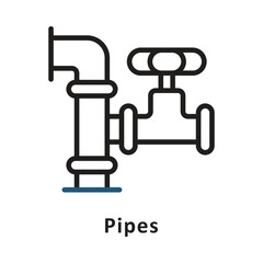 Pipes Vector Outline Icon. Eps 10 File 
