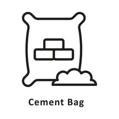 Cement bag Vector Outline Icon. Eps 10 File 