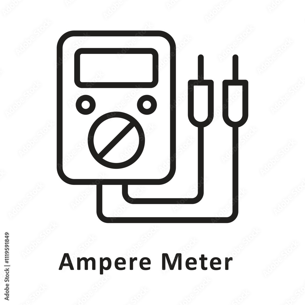 Poster ampere meter vector outline icon. eps 10 file