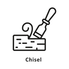 Chisel Vector Outline Icon. Eps 10 File 
