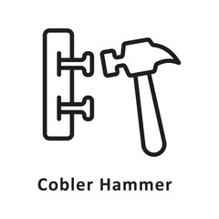 Cobber hammer Vector Outline Icon. Eps 10 File 