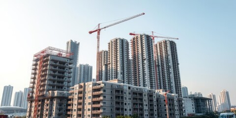 Aerial view of modern apartment building project under construction, project, urban development, built environment
