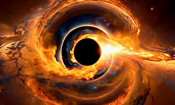 stellar black hole formed from the core collapse of a massive star, with a swirling accretion disk.