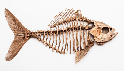 Detailed view of a fish skeleton showcasing unique bone structure and anatomy.