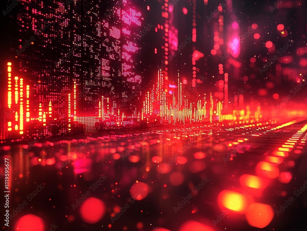 Poster futuristic ai driven trading abstract with flowing data streams and financial symbols