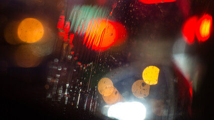 rain water drops and the background with lights