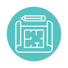 Contruction Map Vector Gylph circle Outline Icon. Eps 10 File 