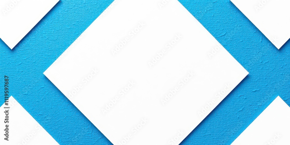 Wall mural modern abstract blue background design with layers of textured white material in triangle diamond an