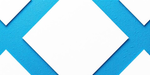 Modern abstract blue background design with layers of textured white material in triangle diamond and squares shapes, squares, pattern