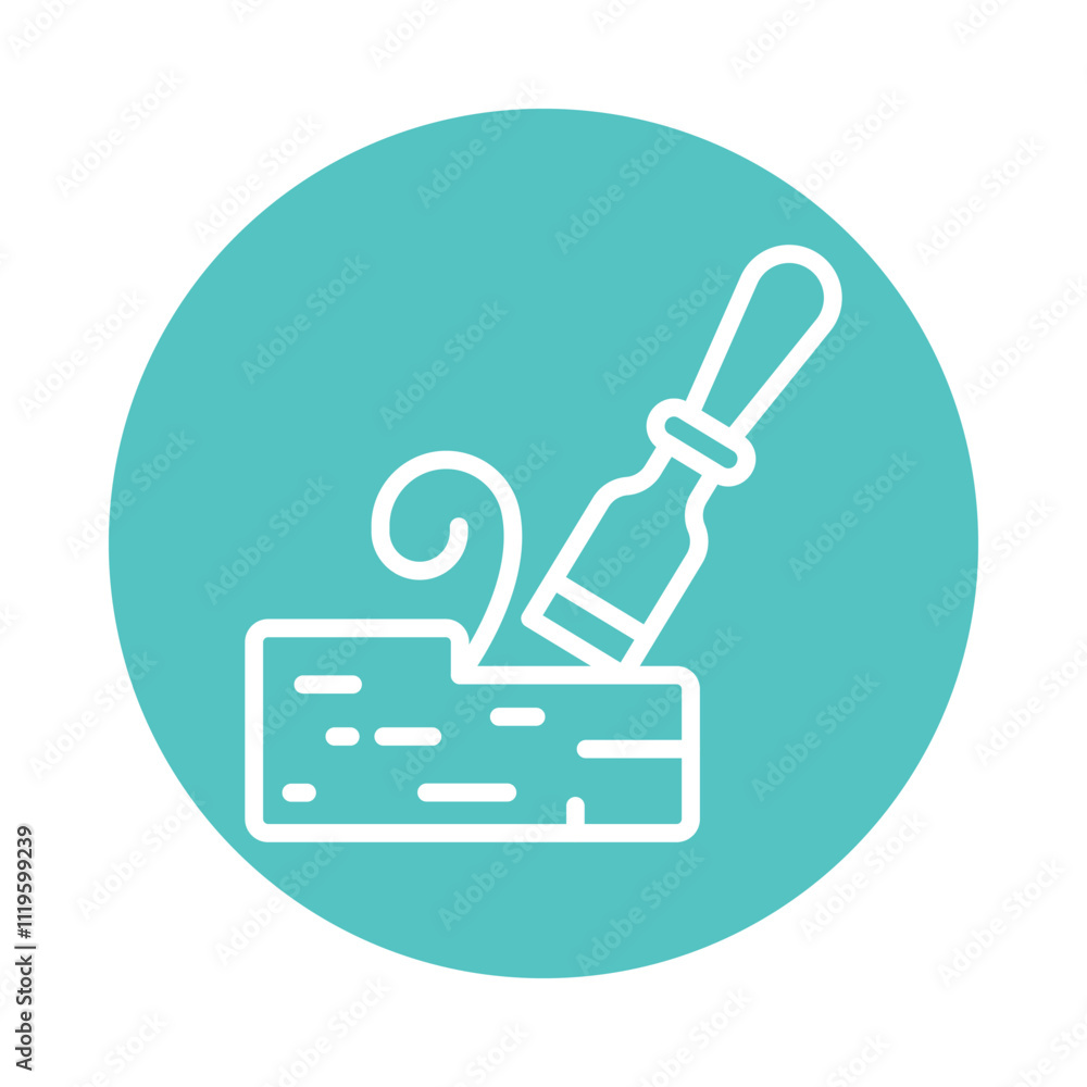 Poster chisel vector gylph circle outline icon. eps 10 file