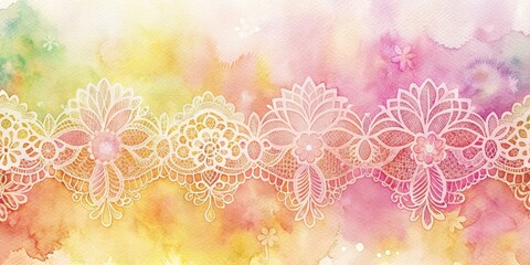 Watercolor lace background with copy space, watercolor, lace, delicate, elegant, intricate, painting, design, texture