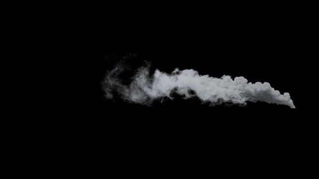 Three types of steam or smoke produced by an old train, or smoke given off by factories