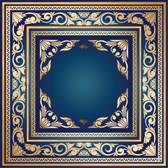 Golden ornate decorative vintage blank frame design