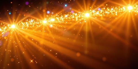 Obraz premium Golden rays of light shining through a dark background creating a magical scene, vibrant, shimmering, scene