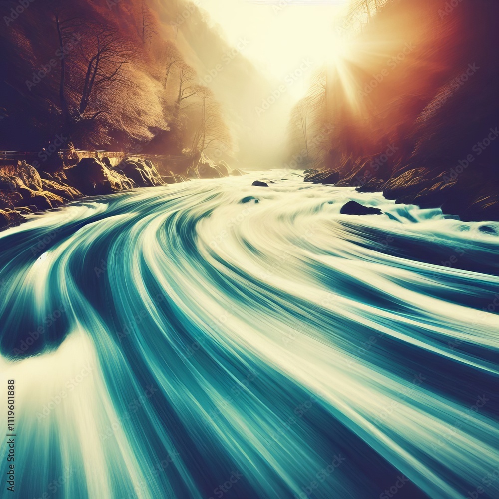 Poster 23 a dynamic scene of a flowing river captured in motion combine