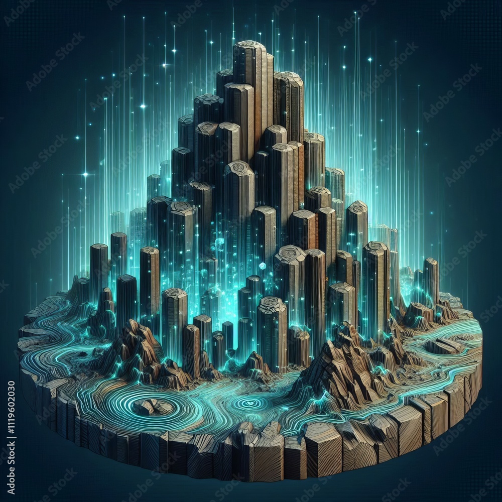 Poster 23 basalt columns holographic representation of basalt columns f