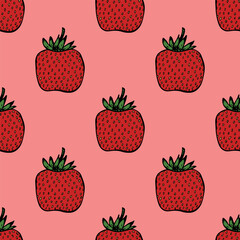 Seamless pattern with strawberry doodle for decorative print, wrapping paper, greeting cards, wallpaper and fabric