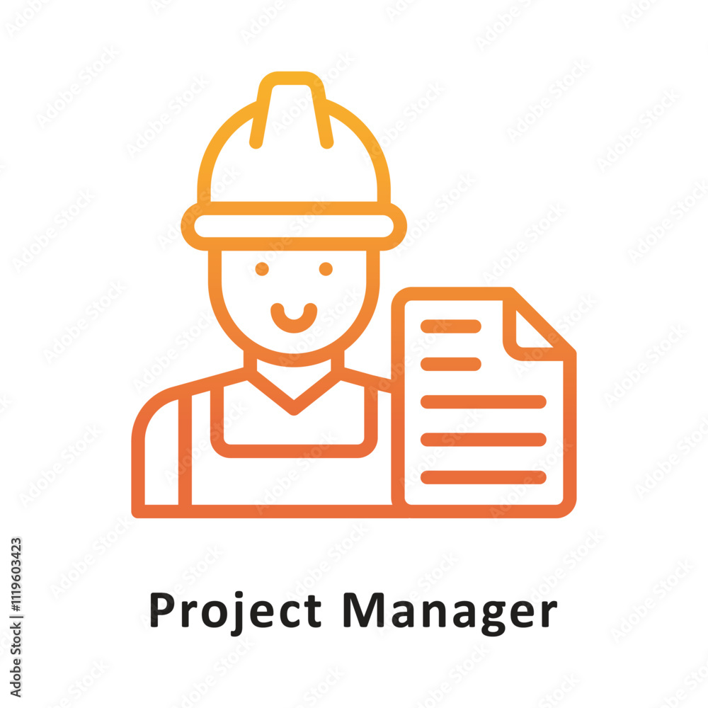 Poster project manager vector gradient outline icon. eps 10 file
