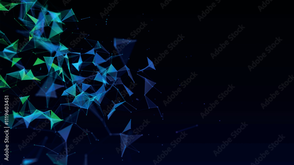 Fototapete Abstract background with connecting dots and lines. Network connection structure. Plexus effect. 3d Vector illustration.