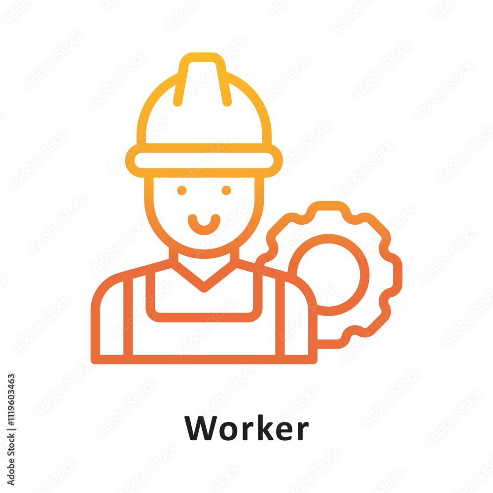Poster worker vector gradient outline icon. eps 10 file