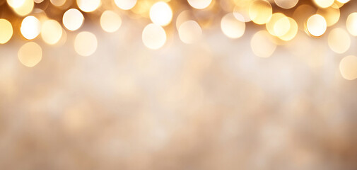 Obraz premium Soft golden bokeh lights creating a warm and dreamy atmosphere for various uses.