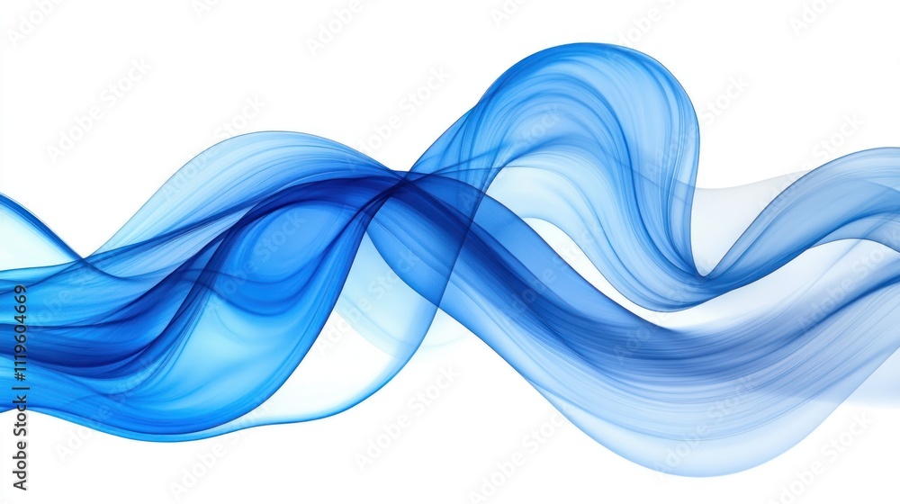 Poster soft blue waves intertwine gracefully, creating a serene and fluid visual effect that invites calmne