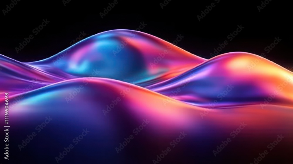 Poster vibrant waves with a mix of colors flow smoothly, creating an engaging and dynamic visual display