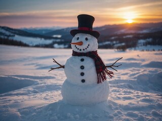 Obraz premium Snowman surrounded by snow