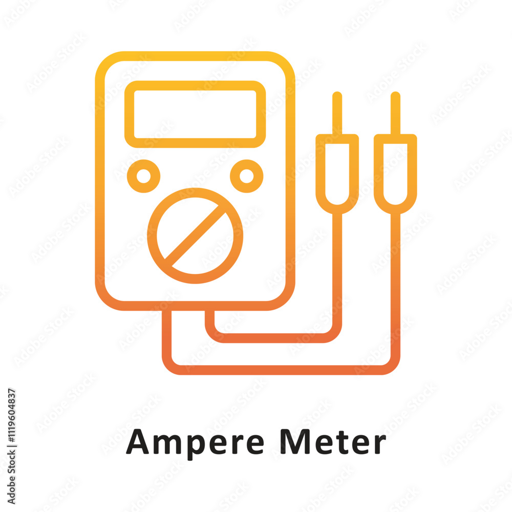 Poster ampere meter vector gradient outline icon. eps 10 file