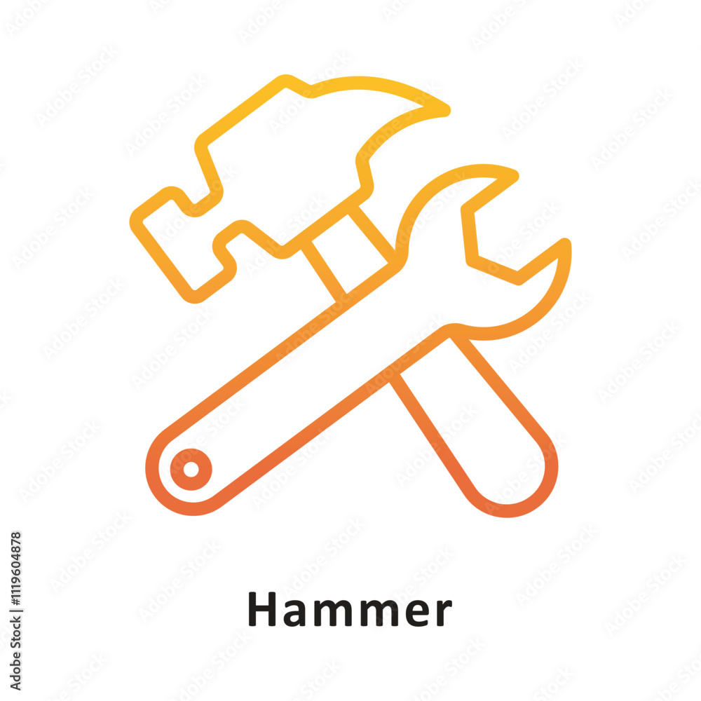 Poster hammer vector gradient outline icon. eps 10 file