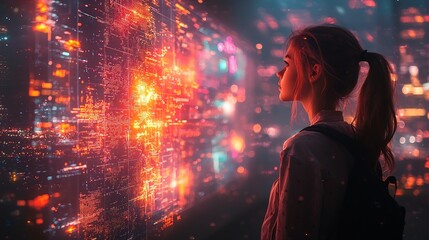 Futuristic Classroom with Floating Screens Displaying Ambitious Career Pathways Education Ignites Ambition Concept