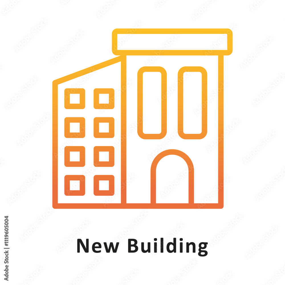 Poster new building vector gradient outline icon. eps 10 file