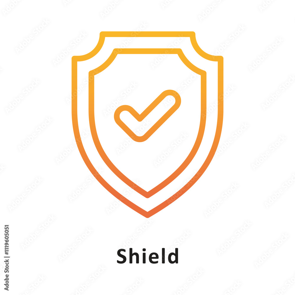 Poster shield vector gradient outline icon. eps 10 file