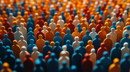 Fototapeta premium Numerous small figures in bright colors create a vibrant representation of community and unity