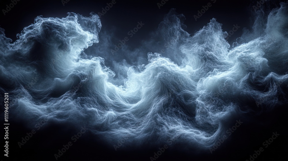 Aufkleber swirling waves of mist rise and fall in a dark space, creating an enchanting and ethereal atmosphere