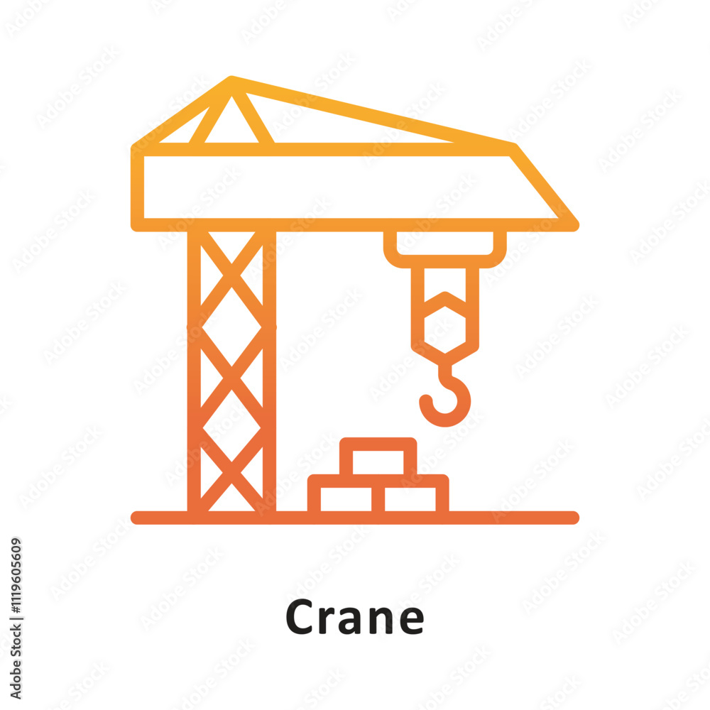 Poster crane vector gradient outline icon. eps 10 file
