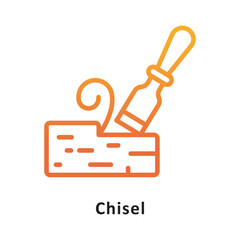 Chisel Vector Gradient Outline Icon. Eps 10 File 