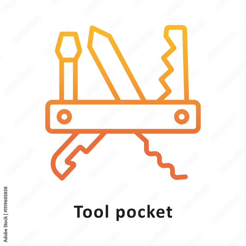 Poster tool pocket vector gradient outline icon. eps 10 file