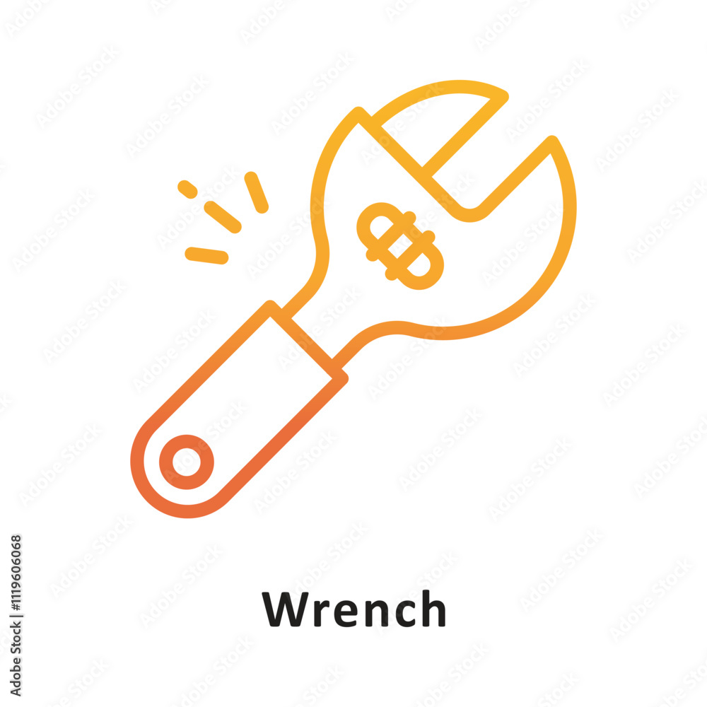 Aufkleber wrench vector gradient outline icon. eps 10 file