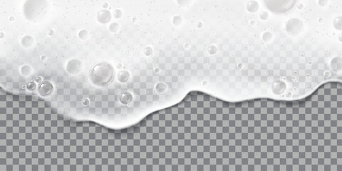 soap suds, realistic white airy soap foam with bubbles on transparent cut out background