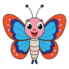 Colorful Butterfly Cartoon Illustration Cute Insect Design for Kids Projects

