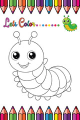 Caterpillar Coloring Page for Kids Fun Insect Outline Design for Creative Activities

