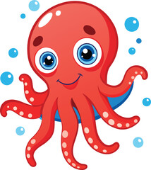 Cute Octopus Cartoon Illustration Fun Marine Animal Design for Kids Projects


