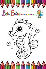 Seahorse Coloring Page for Kids Fun Marine Animal Outline for Creative Activities

