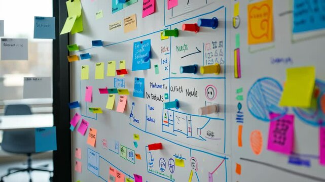 Colorful Brainstorming Session: A Visual Representation of Ideas and Planning