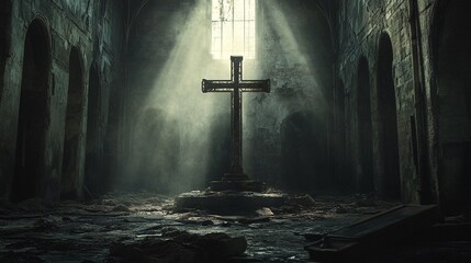 Naklejka premium Beautiful cross in a church symbolizing religion and faith